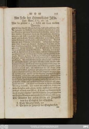 Am Feste der Himmelfahrt Jesu. Text Marc. XVI, 16 - 18.