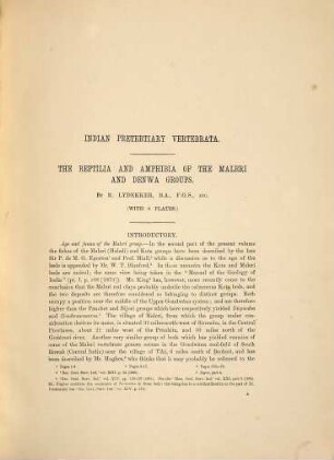 The reptilia & amphibia of the Maleri & Denwa groups : with 6 plates