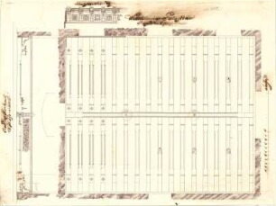 Gärtner, Friedrich von; München; Wittelsbacherpalast - Speisesaal - Plafond (Ansicht, Querschnitt,Längsschnitt)