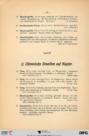 c) Chinesische Emaillen auf Kupfer (Nr. 68-74)