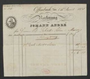 Rechnung von Johann André