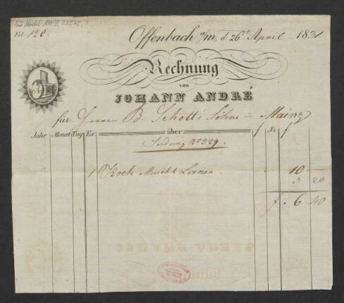 Rechnung von Johann André