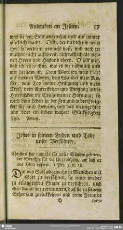 Jesus in seinem Leiden und Tode unser Versöhner