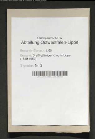 Kontributionsleistungen an die kaiserliche Garnision zu Höxter