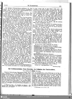 Zur Lebensgeschichte Peter Henleins, des Erfinders der Taschenuhren