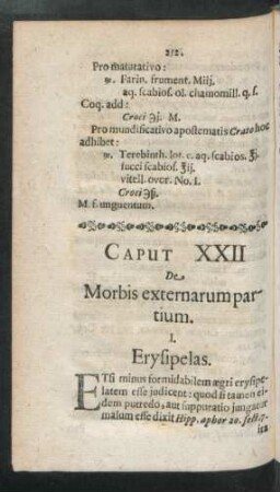Caput XXII De Morbis externarum partium.