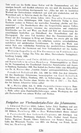 Festgaben zur Vierhundertjahr-Feier des Johanneums.
