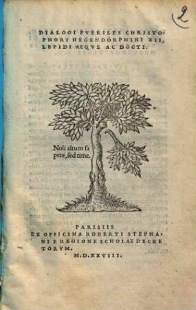 Dialogi pueriles Christophori Hegendorphini XII, lepidi aeque ac docti