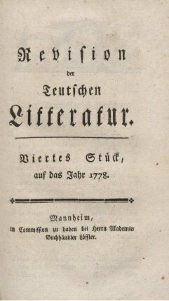 Viertes Stück auf das Jahr 1776.