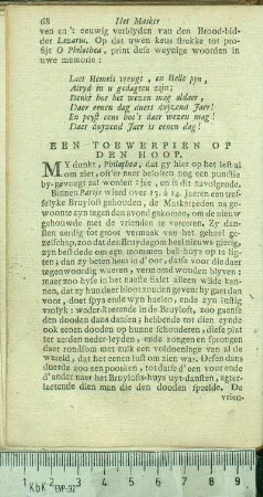 Een Toewerpien Op Den Hoop.