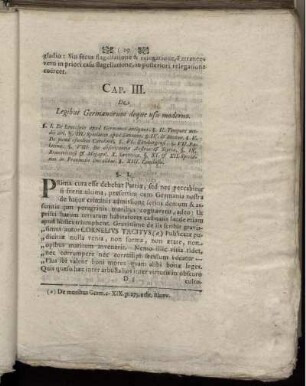 Cap. III. De Legibus Germanorum deque usu moderno.