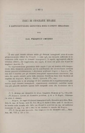 Fasci di omograie binarie e rappresentazione geometrica degli elementi immaginarii.
