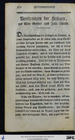 Verehrungen der Heiligen, zu Ehre Gottes und Jesu Christi.