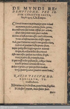 Ratio Precum Horariarum Tetrastichon