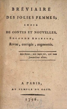 Bréviaire des jolies femmes : choix de contes et nouvelles