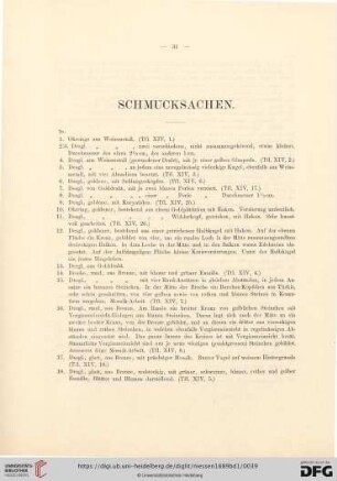 Schmucksachen (No. 1-141)