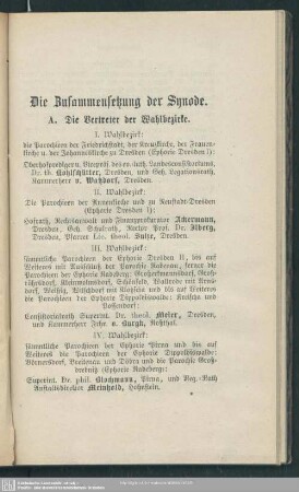 Die Zusammensetzung der Synode.