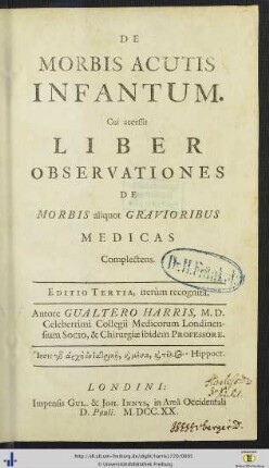 De morbis acutis infantum