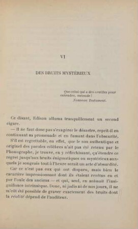 VI. Des bruits mystérieux