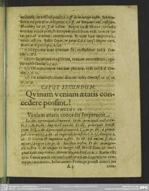 Caput Secundum. Quinam veniam aetatis concedere possint?