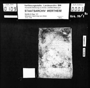 Fragment eines Notariatsinstruments des Ambrosius Kitzing.