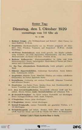 Erster Tag: Dienstag, den I. Oktober (Nr. 1-514)