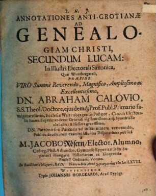 Annotationes anti-Grotianae ad genealogiam Christi secundum Lucam