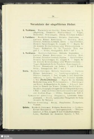 Verzeichnis der eingeführten Bücher