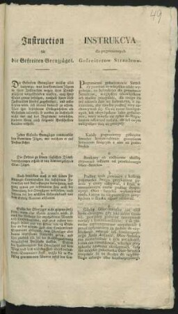 Instruction für die Gefreiten Grenzjäger : [Gegeben Berlin, den 31. December 1796]