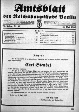 1938,19: Nr. 19, 8. Mai 1938