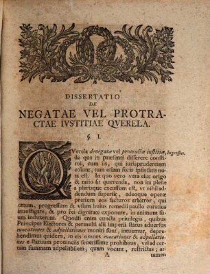 Diss. inaug. iur. de origine, progressu atque indole querelae denegatae, vel protractae iustitiae