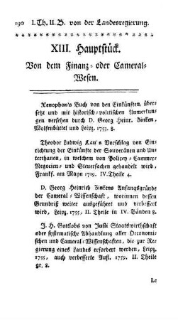 XIII. Hauptstück. Von dem Finanz- oder Cameral-Wesen.
