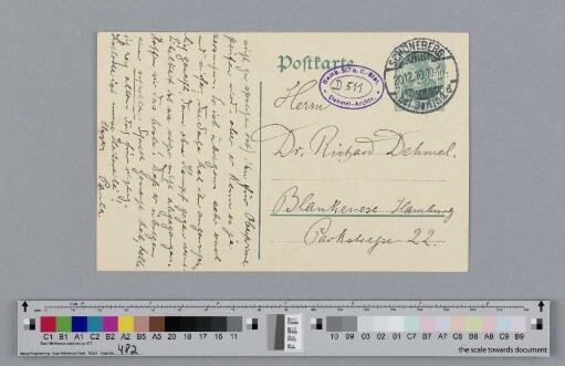 Postkarte an Richard Dehmel