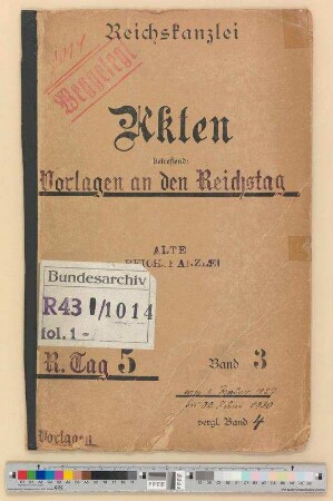 Vorlagen an den Reichstag: Bd. 3