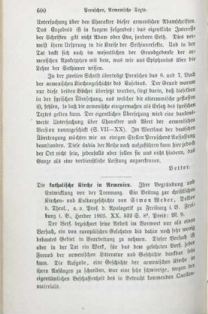 600-602 [Rezension] Weber, Simon, Die katholische Kirche in Armenien