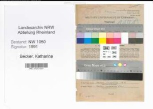 Entnazifizierung Katharina Becker , geb. 22.02.1900 ()