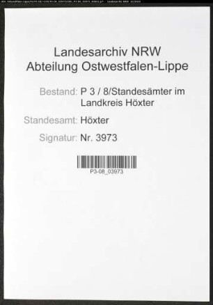 Sterberegister Standesamt Höxter