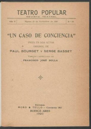 2.1920=Nr. 55: Un caso de conciencia : pieza en dos actos