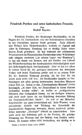 Friedrich Perthes und seine katholischen Freunde