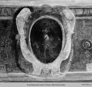 Deckendekoration : Deckenstreifen mit dem Wappen der Strozzi und der Bandini, reitenden Brautleuten und einem Fries mit den Geschichten des Adonis und des Perseus