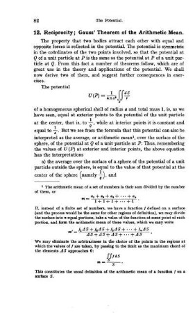 12. Reciprocity; Gauss' Theorem of the Arithmetic Mean.