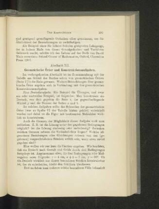 Abschnitt XII. Geometrische Örter und Konstruktionsaufgaben.