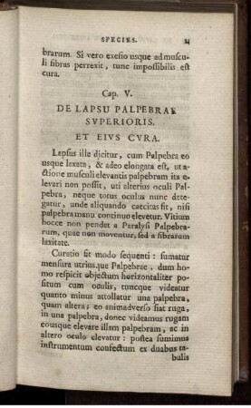 Cap. V. De Lapsu Palpebrae Superioris et Eius Cura.