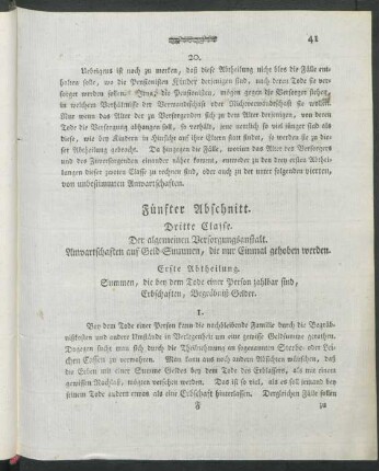 Fünfter Abschnitt. Dritte Classe. Der allgemeinen Versorgungsanstalt