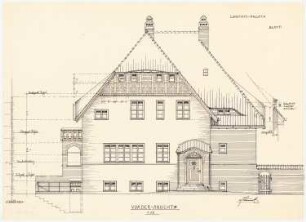 Landhaus Pallat in Stolpe, Berlin-Wannsee: Aufriss: Vorderansicht 1:50