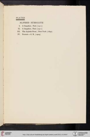 Alfred Stieglitz [list of plates]