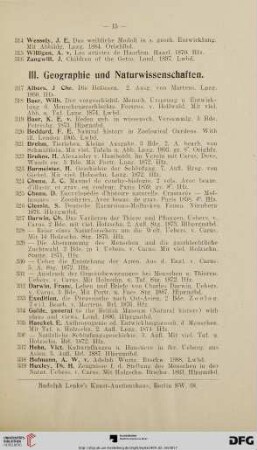 III. Geographie und Naturwissenschaften (Nr. 317-370)