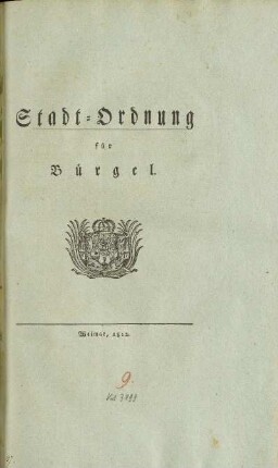 Stadt-Ordnung für Bürgel