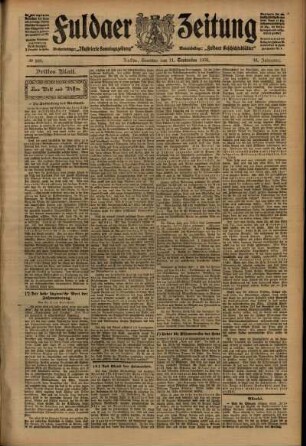 Dritte Ausgabe vom Samstag, den 11. September 1909.