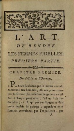 L' Art De Rendre Les Femmes Fidelles, 1